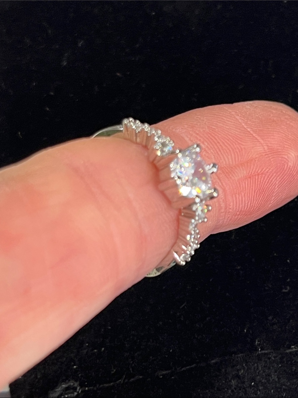 Fashion Silver White Cubic Zirconia Halo Ring - Picture 3 of 4